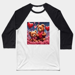 Teddy celebrating Valentines day, randome floating love hearts Baseball T-Shirt